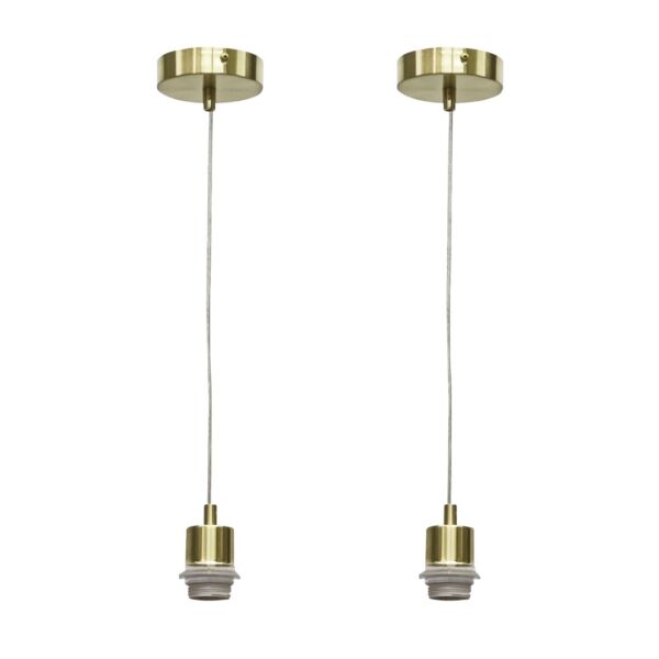 Set of 2 Carss - Satin Brass Ceiling Pendant Flex Suspension Kits for Easy Fit Shades