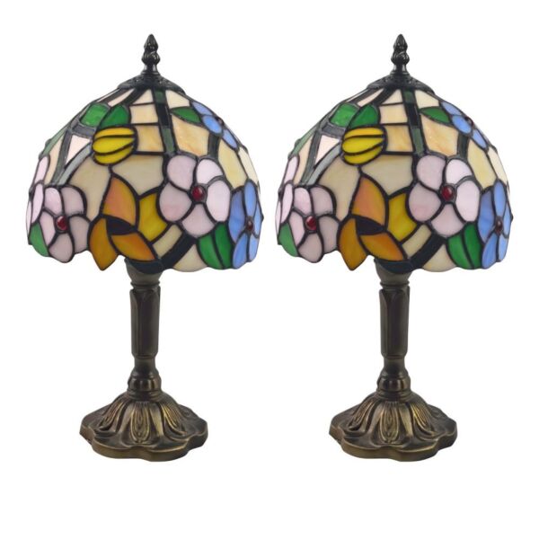 Set of 2 Stanley - Tiffany Floral 36cm Table Lamps