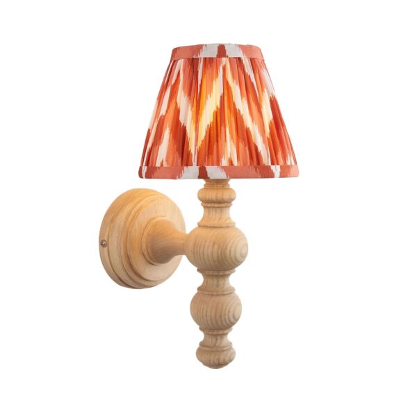 Endon Lighting - Bibury & Zigzag 16cm - 114310 - Ash Wood Aged Brass Orange Wall Light