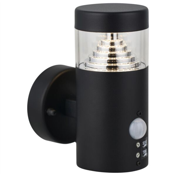 Pyramid - Black LED Outdoor Motion Sensor Wall Light
