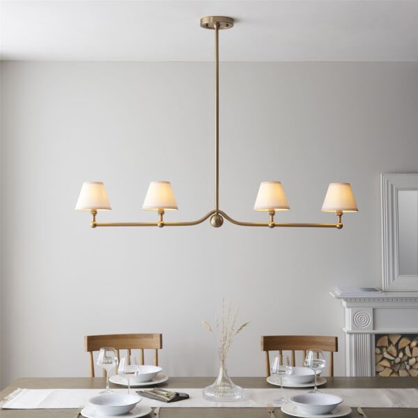 Endon Lighting - Santiago - 115002 - Aged Brass Vintage White 4 Light Bar Ceiling Pendant Light