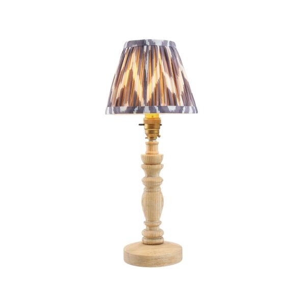Endon Lighting - Bibury & Zigzag 16cm - 115919 - Ash Wood Aged Brass Grey Table Lamp With Shade