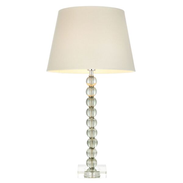 Endon Lighting - Adelie - 100348 - Green Tint Crystal Glass Nickel Ivory Table Lamp With Shade