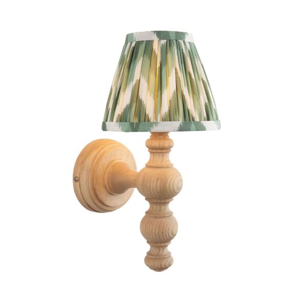 Endon Lighting - Bibury & Zigzag 16cm - 114309 - Ash Wood Aged Brass Green Wall Light