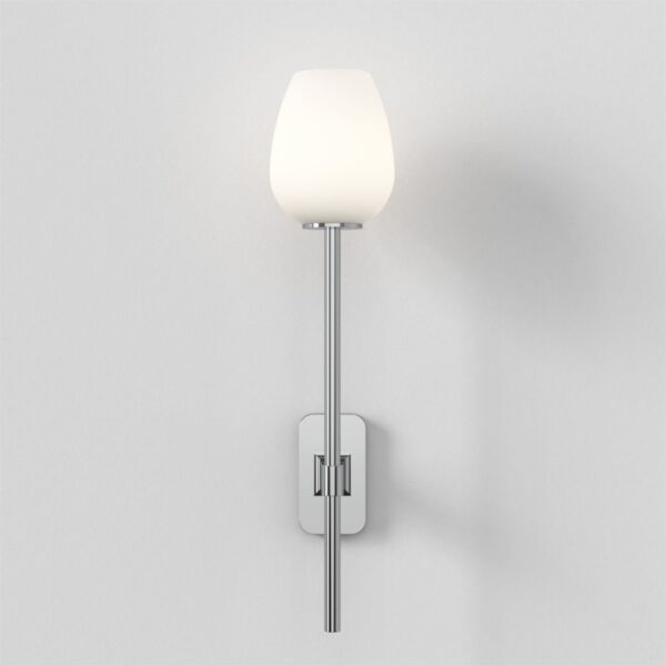 Astro Lighting - Tacoma Single Grande 1429003 & 5036007 - IP44 Polished Chrome Wall Light with Opal Tulip Glass Shade