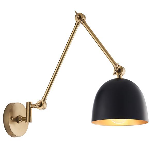 Endon Lighting - Lehal - 93142 - Antique Solid Brass Black Reading Wall Light