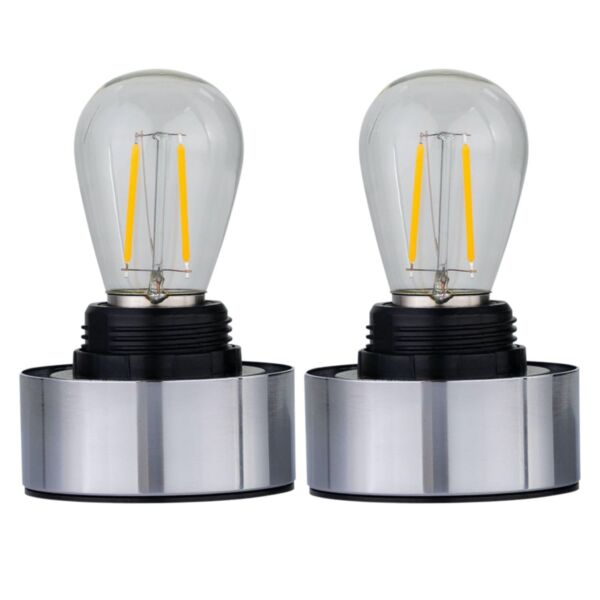 Set of 2 Porter - Chrome Battery Operated Lamp Bases Only