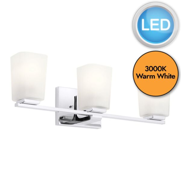 Kichler Lighting - Roehm - KL-ROEHM3-PC - LED Chrome Opal Glass 3 Light IP44 Bathroom Wall Light