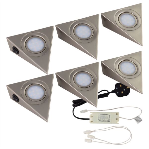 Set of 2 Puck - Brushed Steel LED Under Cabinet Kits