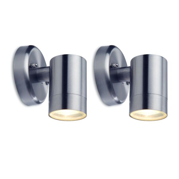 Set of 2 Rado - Stainless Steel Clear Glass IP44 Outdoor Wall Washer Lights