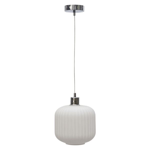 Bento - White Ribbed Glass with Chrome Pendant Fitting