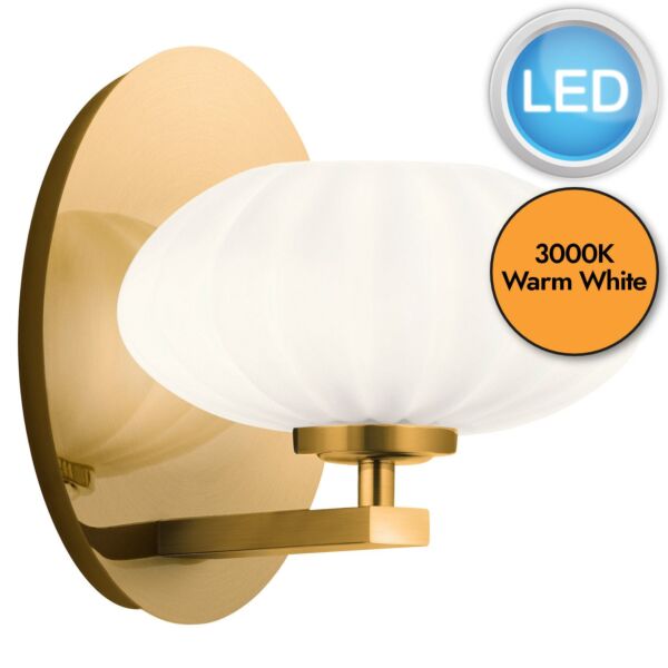 Quintiesse - Pim - QN-PIM1-FXG - LED Fox Gold Opal Glass IP44 Bathroom Wall Light