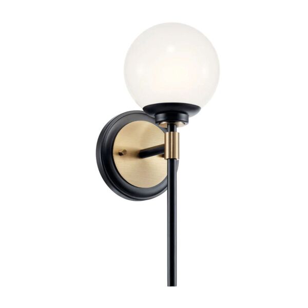 Kichler Lighting - Benno - KL-BENNO1-BK-CPZ - Black Light Bronze Opal Glass IP44 Bathroom Wall Light