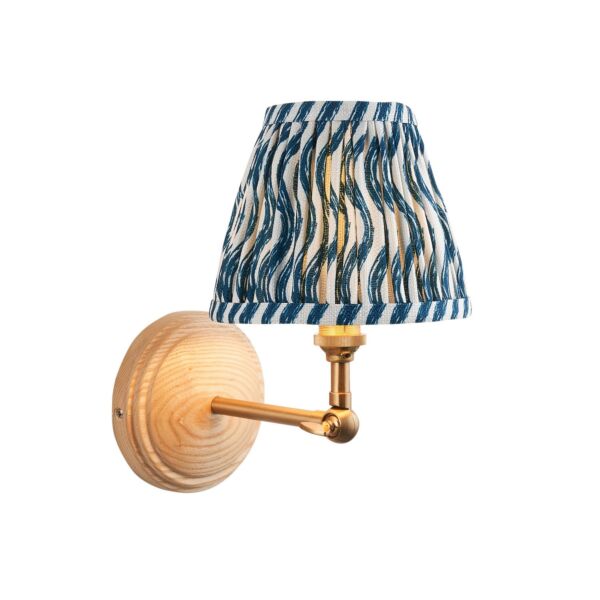 Endon Lighting - Wood Wing & Ripple 16cm - 115838 - Ash Wood Blue Wall Light