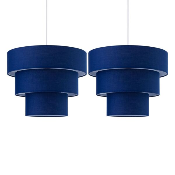 Set of 2 Barty - Navy Blue 38cm Tiered Pendant Shades