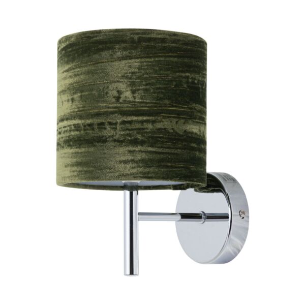 Brea - Chrome Wall Light with Green Crushed Velvet Shade