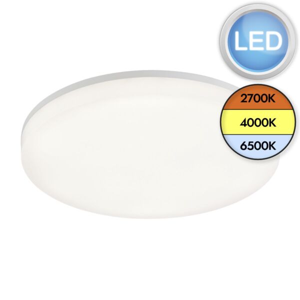 Saxby Lighting - Puck CCT - 113807 - LED Opal White IP44 Outdoor Ceiling Flush Light