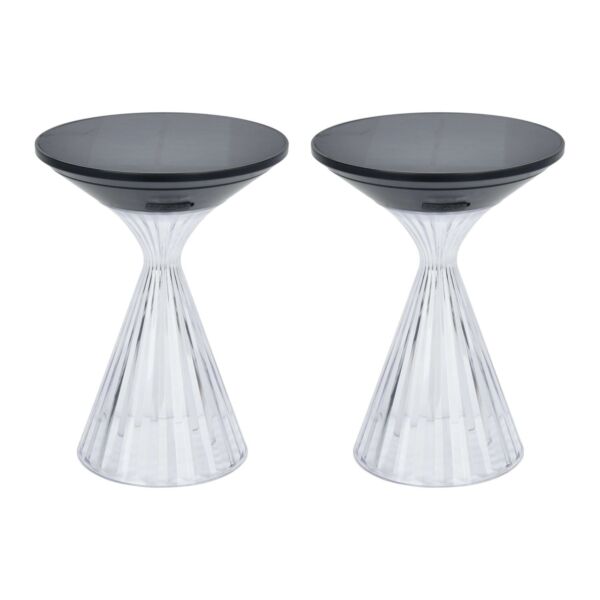 Set of 2 Miyi - LED Black Clear IP54 Solar Outdoor Portable Lamps