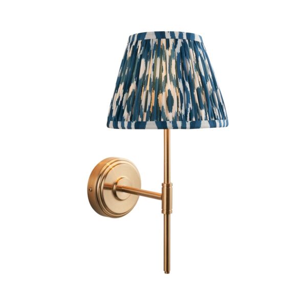 Endon Lighting - Step T Bar & Ikat 20cm - 116068 - Aged Brass Blue Wall Light
