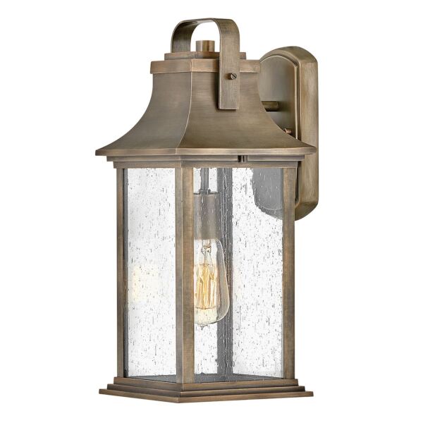 Quintiesse - Grant - QN-GRANT-M-BU - Burnished Bronze Clear Seeded Glass IP44 Outdoor Wall Light