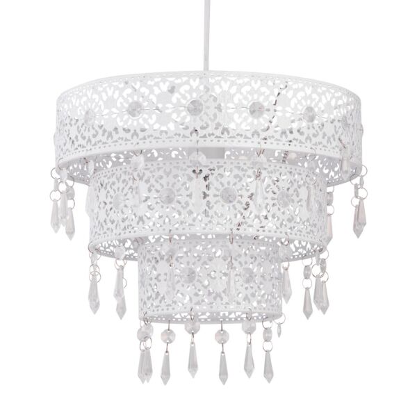 White Moroccan Styled Tiered Light Shade