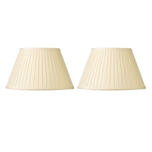 Set of 2 Pleated - 45cm Cream Faux Silk Shades for Table or Floor Lamp