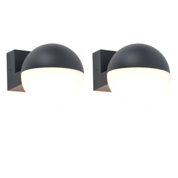 Set of 2 Looma - LED Dark Grey Opal IP54 Outdoor Wall Washer Lights
