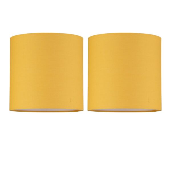 Set of 2 Ochre Yellow Textured Cotton 17cm Table Lamp Shades
