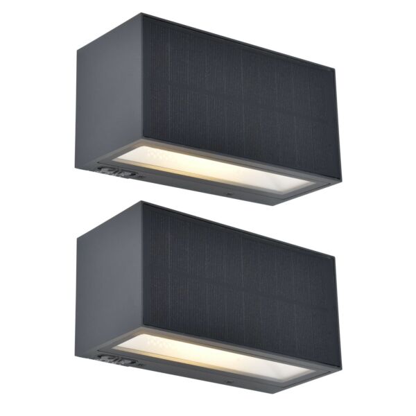 Set of 2 Inka - LED Dark Grey Clear Glass IP44 Outdoor Wall Washer Lights