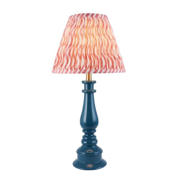 Endon Lighting - Myrtle & Ripple 25cm - 116348 - Blue Warm Brass Pink Table Lamp With Shade