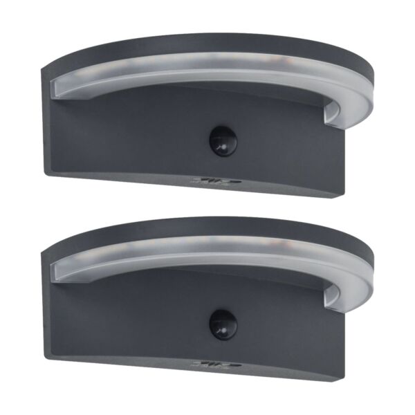 Set of 2 Vyzor - LED Dark Grey Frosted Glass IP44 Solar Outdoor Wall Washer Lights