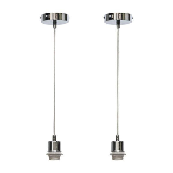 Set of 2 Carss - Polished Chrome Flex Ceiling Pendant Suspension Kits for Easy Fit Shades