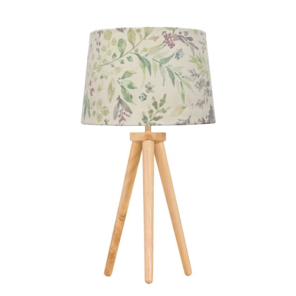Voyage - Light Oak Table Lamp or Bedside Light with Floral Shade