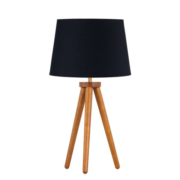 Voyage - Dark Oak Table Lamp or Bedside Light with Black Shade