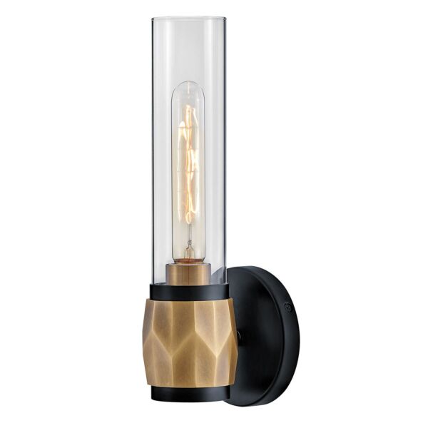 Hinkley Lighting - Ellison - HK-ELLISON1-BK-HB - Black Heritage Brass Clear Glass IP44 Bathroom Wall Light