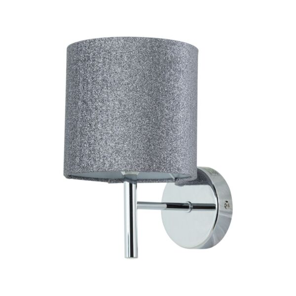 Brea - Chrome Wall Light with Silvery Glitter Shade