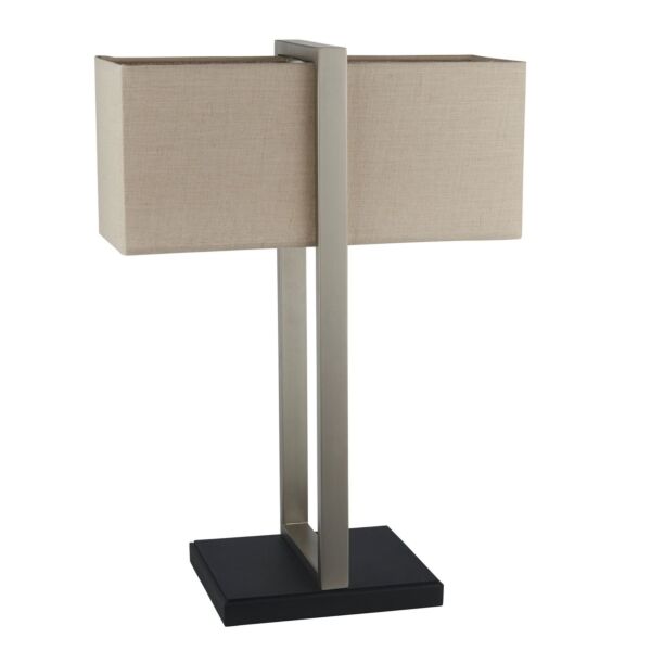 Dorchester - Satin Nickel Table Lamp with Linen Shade