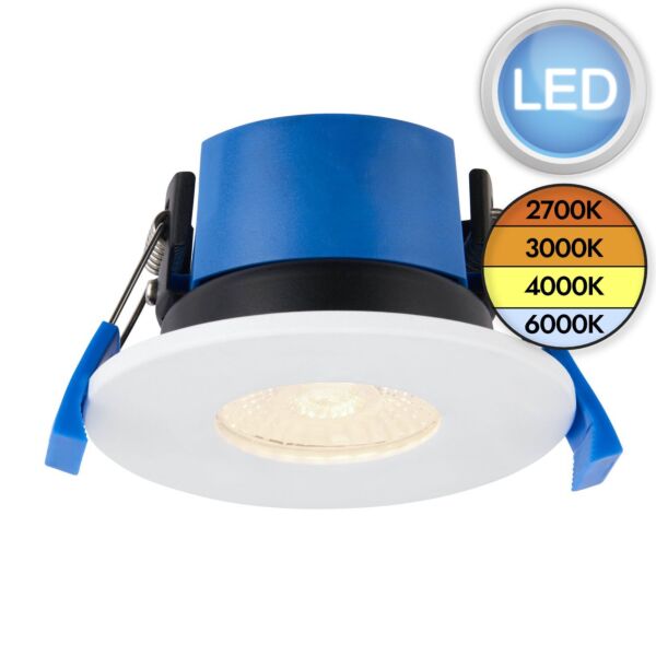 Saxby Lighting - ShieldPRO - 112551 - LED White Clear IP65 Bathroom Recessed Fire Rated Ceiling Downlight