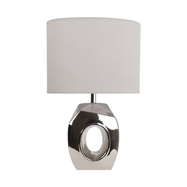 Sculptured - Metallic Ceramic 38cm Table Lamp with Grey Fabric Shade