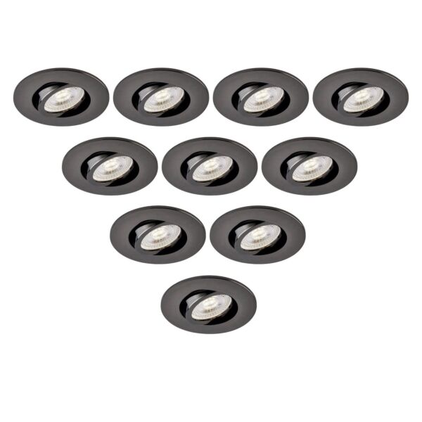 Saxby Lighting - Set of 10 Saxby ShieldONE 75 - 113313 & 113322 - Black Nickel Tilt Recessed Fire Rated Ceiling Downlights