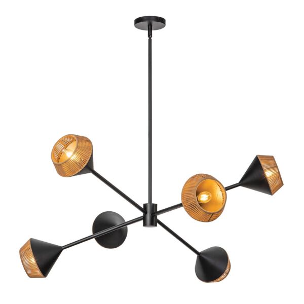 Elstead Lighting - Daphne - ALM-DAPHNE6-MB - Black Rope 6 Light Ceiling Pendant Light