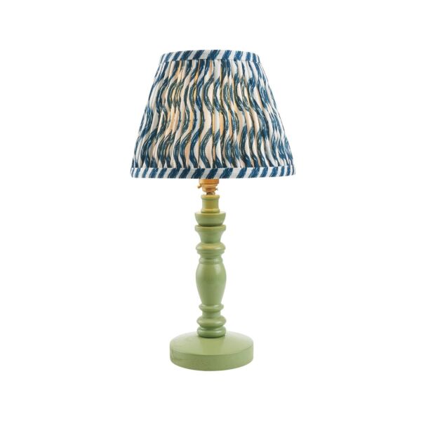 Endon Lighting - Bibury & Ripple 20cm - 115934 - Green Aged Brass Blue Table Lamp With Shade