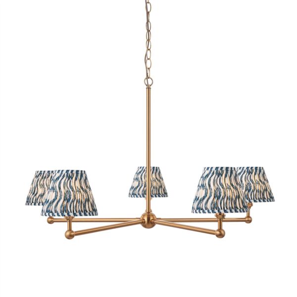 Endon Lighting - Santiago - 115006 - Aged Brass Blue 5 Light Ceiling Pendant Light