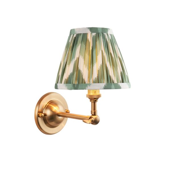 Endon Lighting - Dome Wing & Zigzag 16cm - 115630 - Aged Brass Green Wall Light