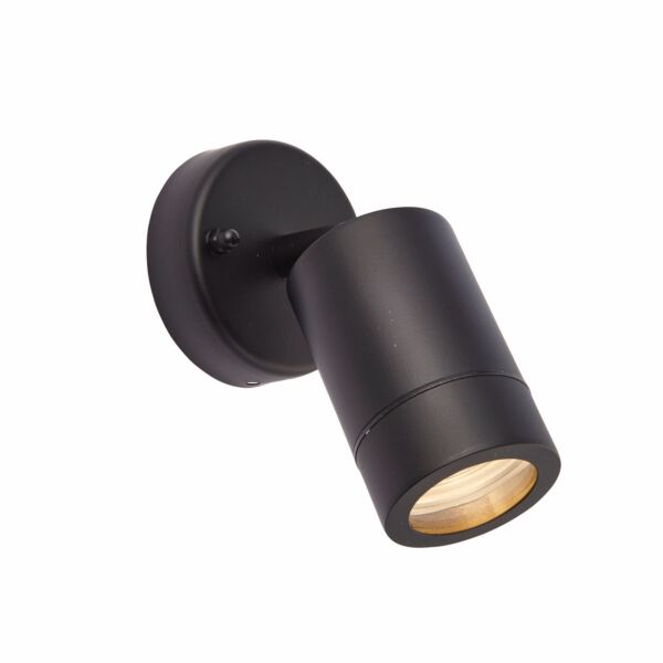 Saxby Lighting - Palin - 75436 - Black Clear Glass IP44 Outdoor Wall Spotlight