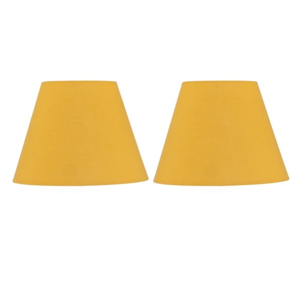 Set of 2 Ochre Cotton 20cm Diameter Tapered Lamp Shades