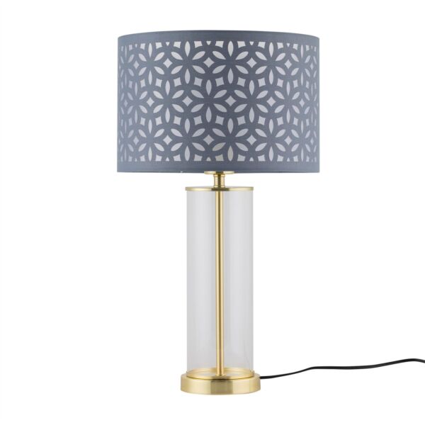 Aura - Satin Brass Table Lamp with Grey Cut Out Shade