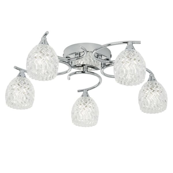 Endon Lighting - Boyer - BOYER-5CH - Chrome Clear Glass 5 Light Flush Ceiling Light
