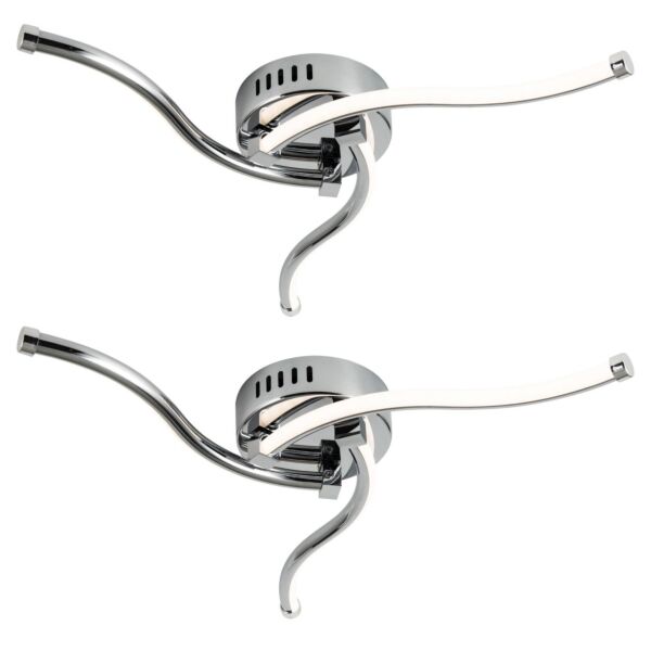 Set of 2 Ara - Chrome LED Flush Ceiling Lights