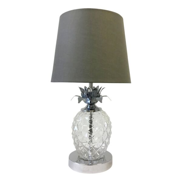 Chrome Pineapple Touch Lamp with Grey Shade